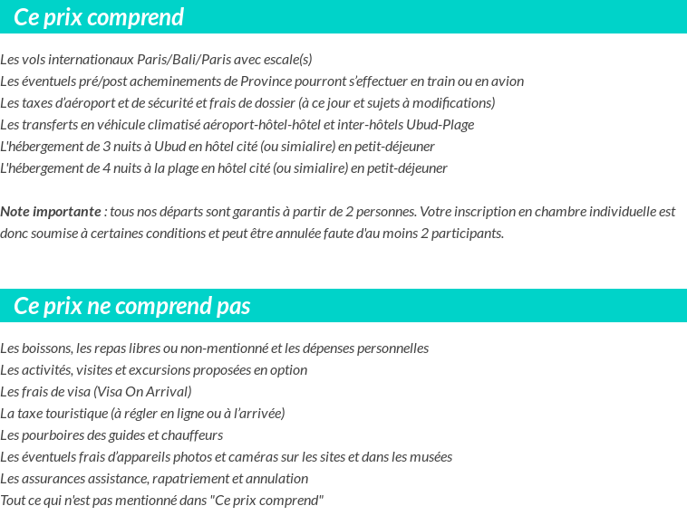 Conditions tarifaires