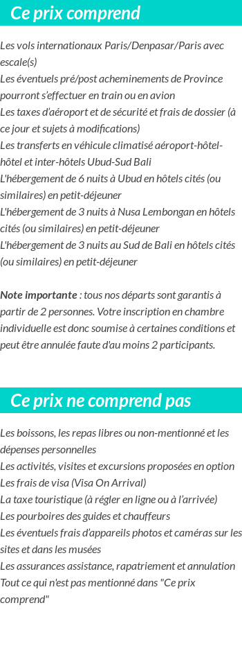 Conditions tarifaires