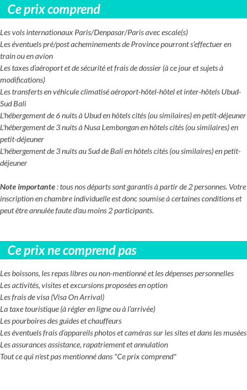 Conditions tarifaires