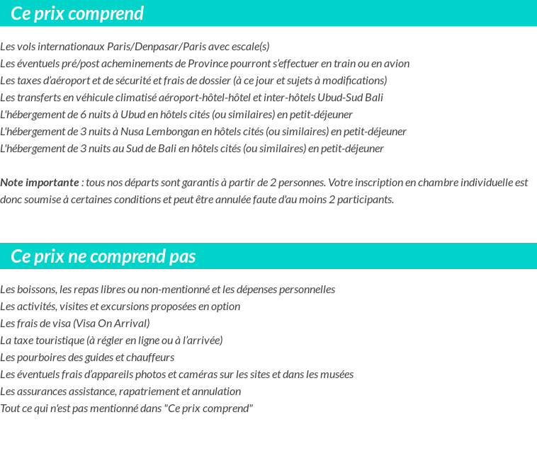 Conditions tarifaires