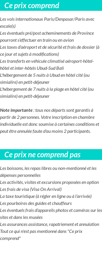 Conditions tarifaires