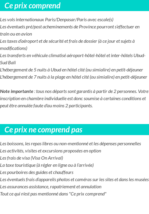 Conditions tarifaires
