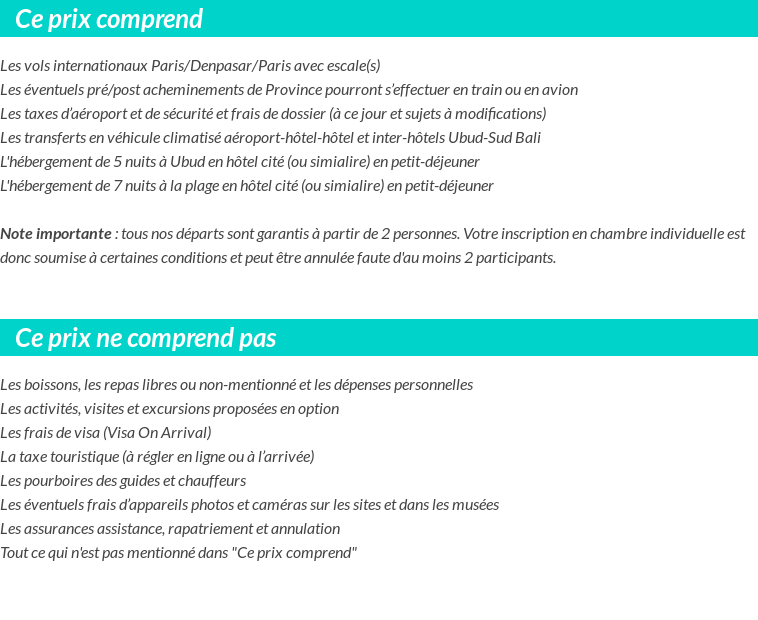 Conditions tarifaires