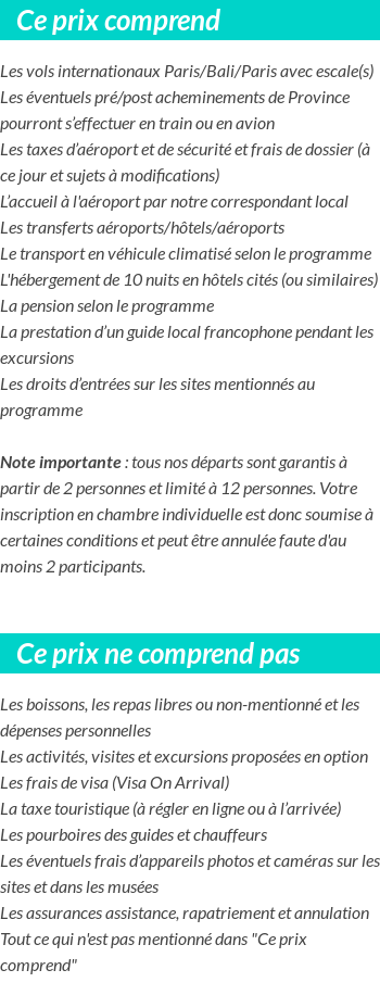 Conditions tarifaires