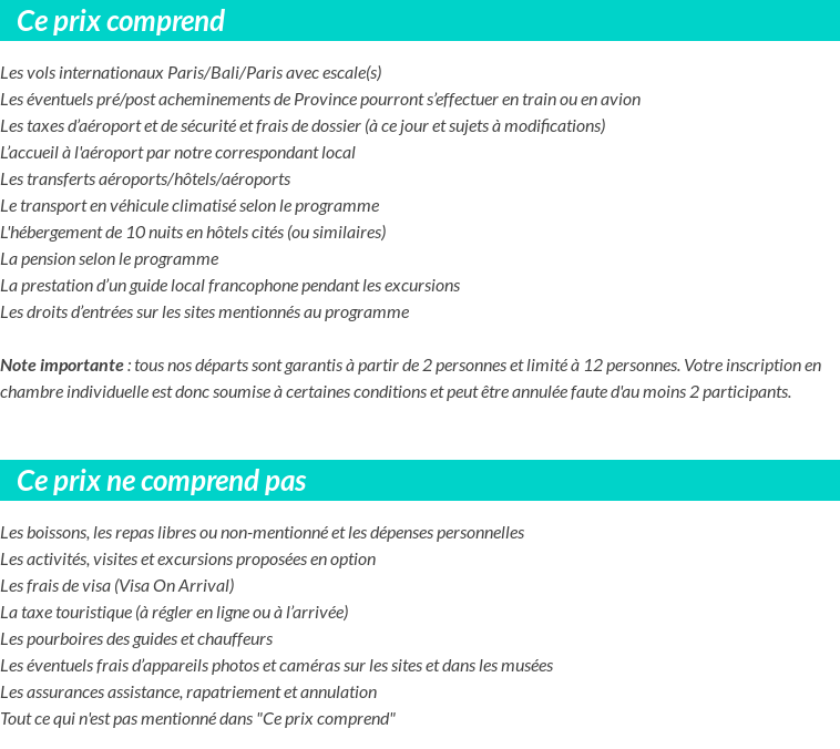 Conditions tarifaires