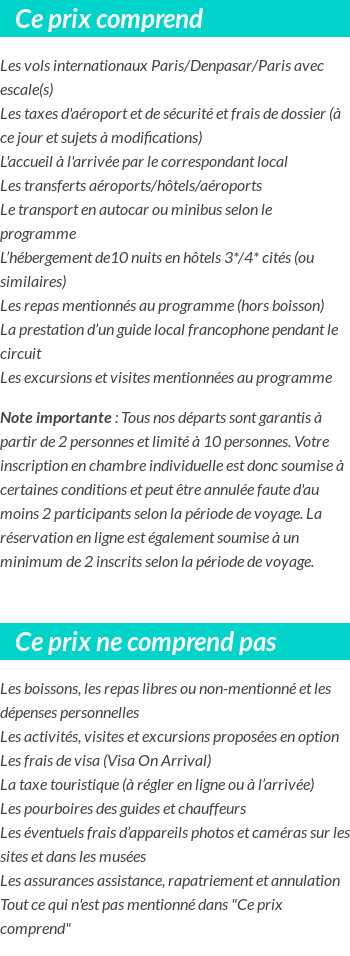 Conditions tarifaires