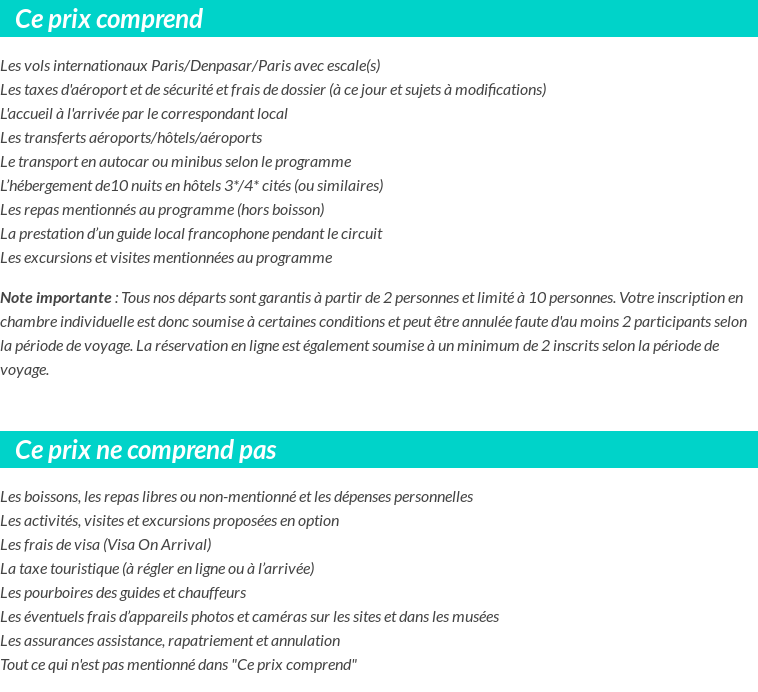 Conditions tarifaires