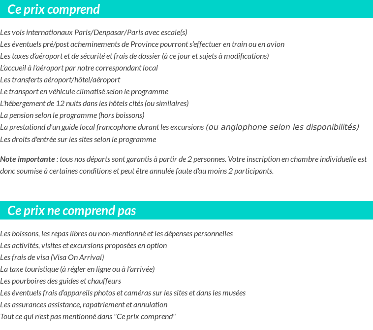Conditions tarifaires
