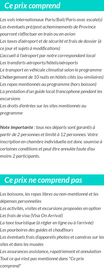 Conditions tarifaires