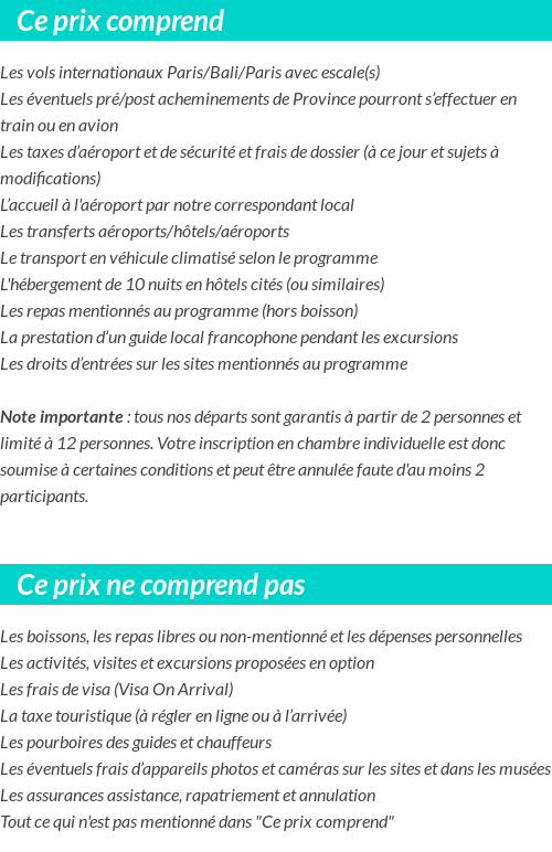 Conditions tarifaires