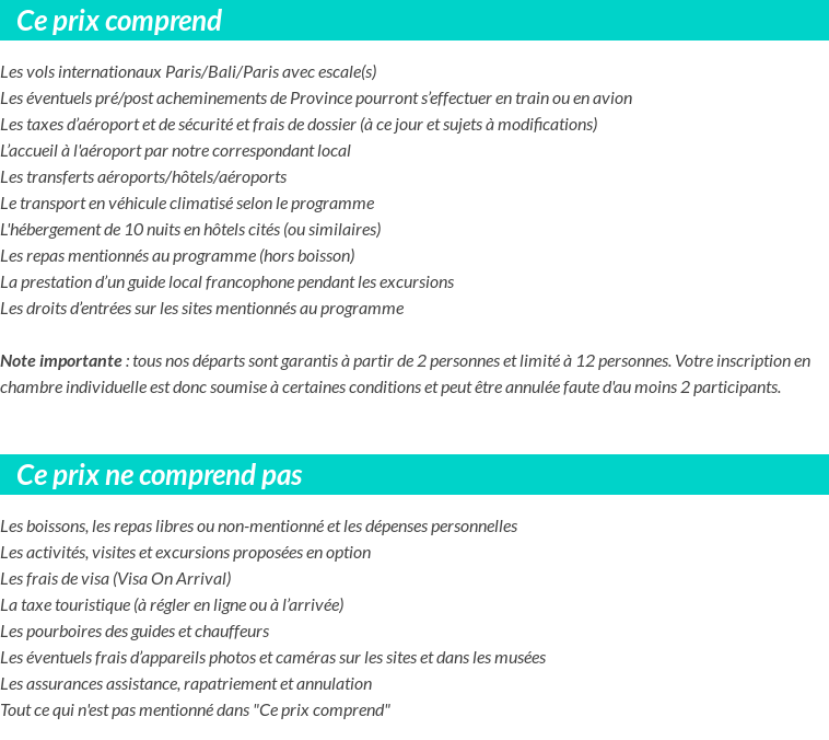 Conditions tarifaires