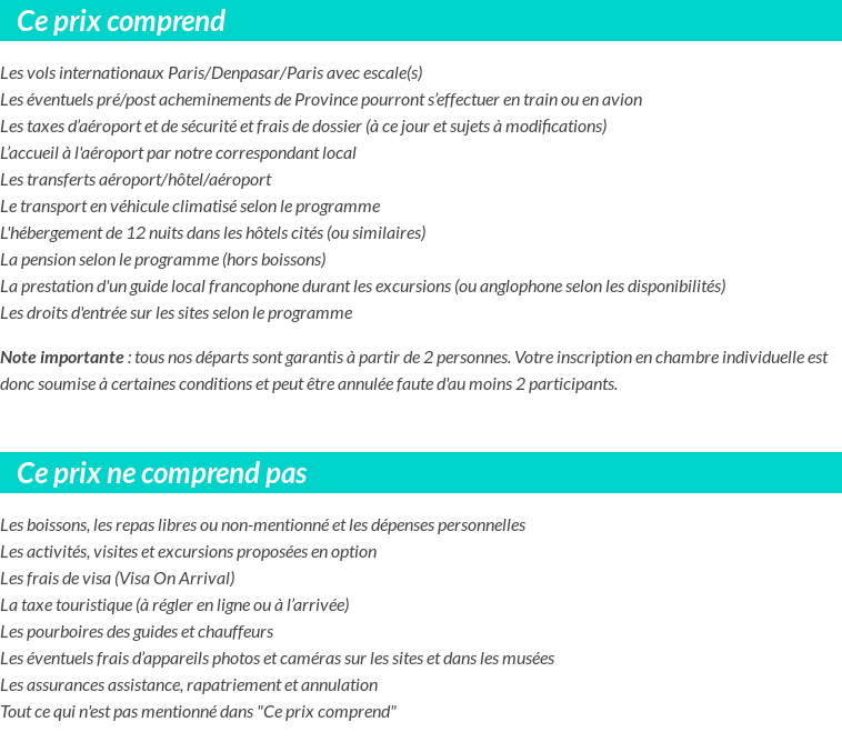 Conditions tarifaires