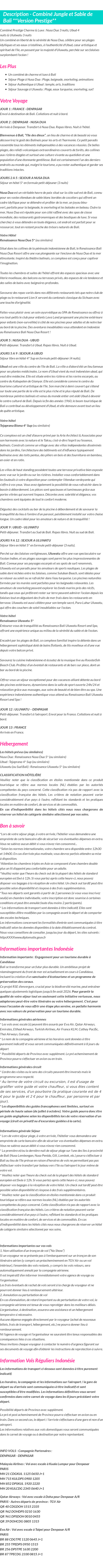 Détails du séjour
