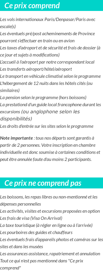 Conditions tarifaires