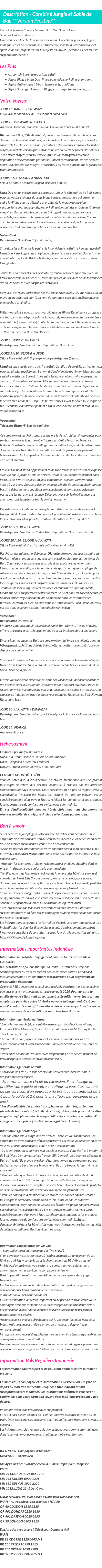 Détails du séjour