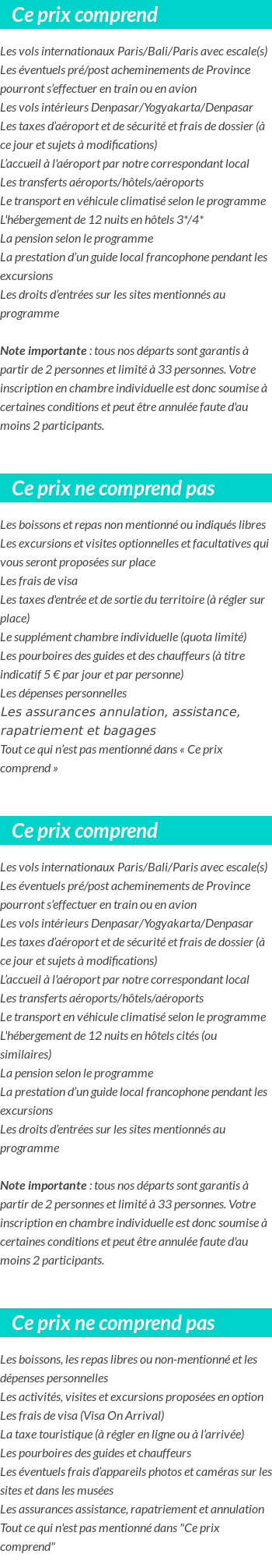Conditions tarifaires