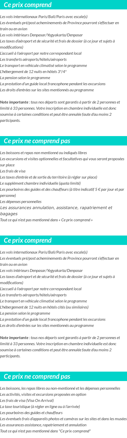 Conditions tarifaires