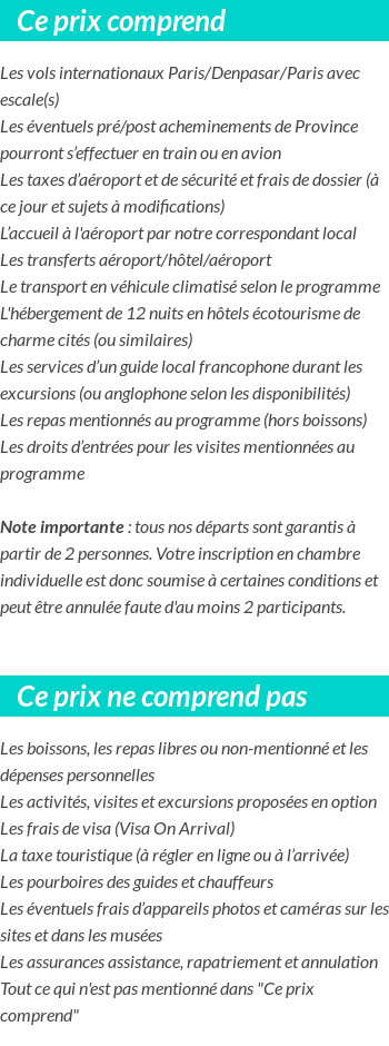 Conditions tarifaires