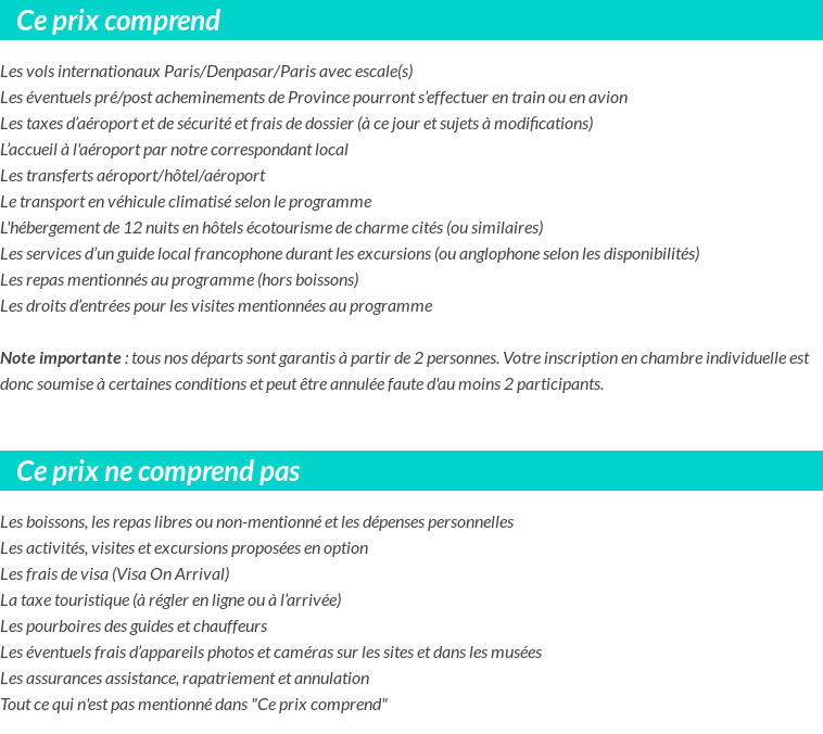 Conditions tarifaires