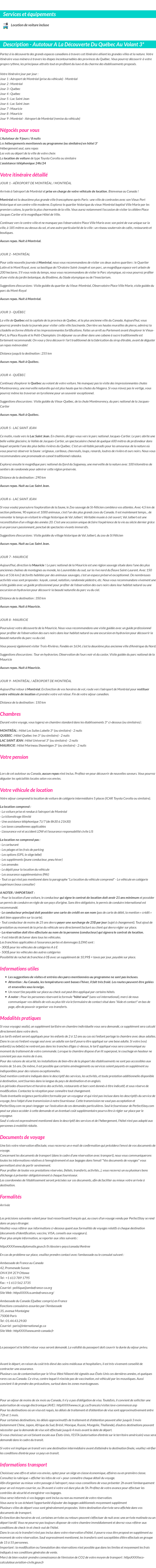 Détails du séjour