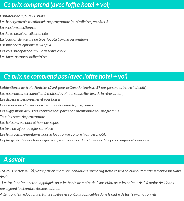 Conditions tarifaires