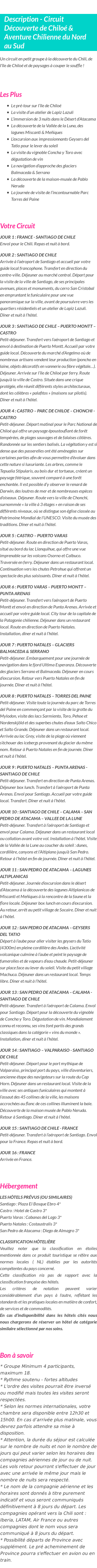 Détails du séjour