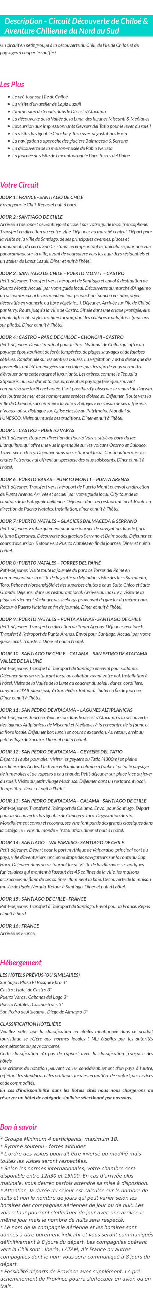 Détails du séjour
