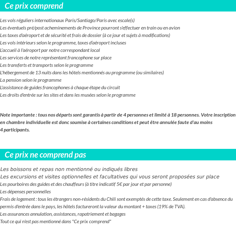 Conditions tarifaires