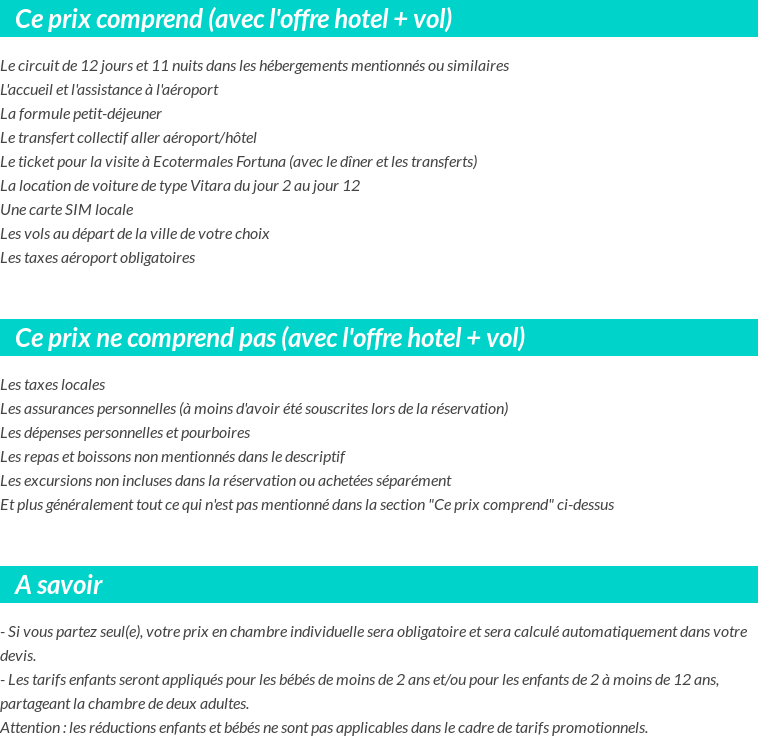 Conditions tarifaires