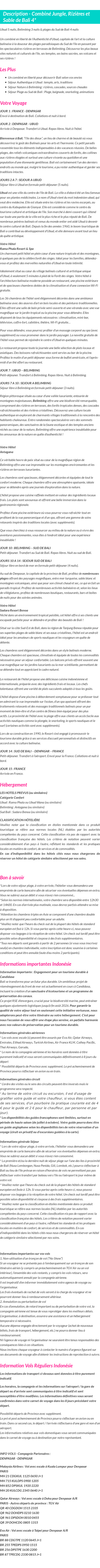 Détails du séjour