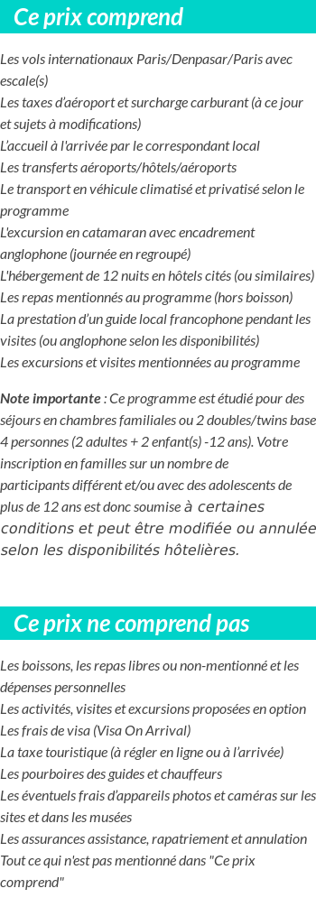 Conditions tarifaires
