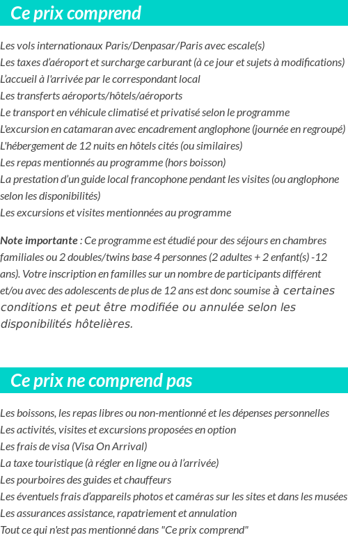Conditions tarifaires