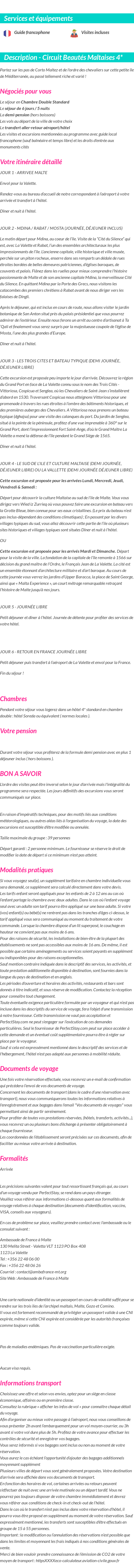 Détails du séjour