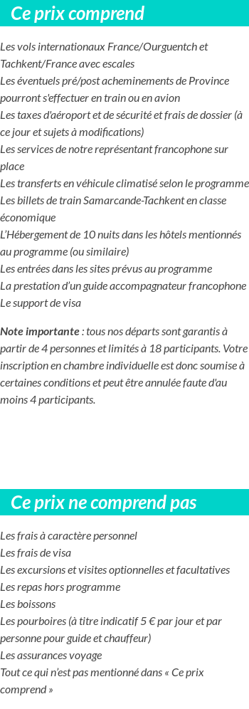 Conditions tarifaires