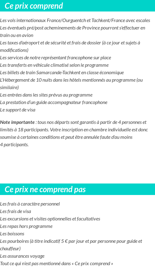 Conditions tarifaires