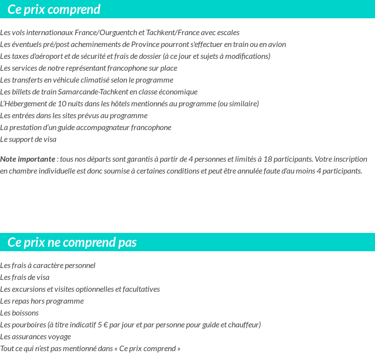 Conditions tarifaires