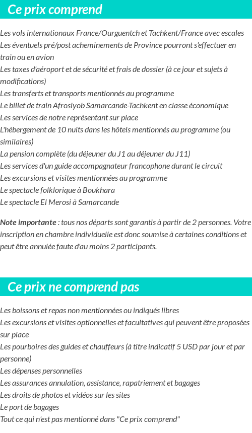 Conditions tarifaires