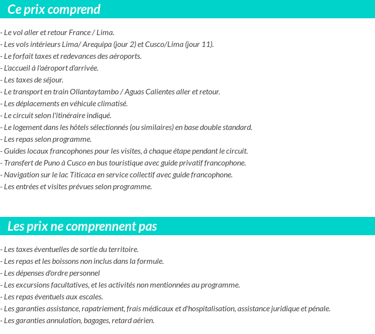Conditions tarifaires
