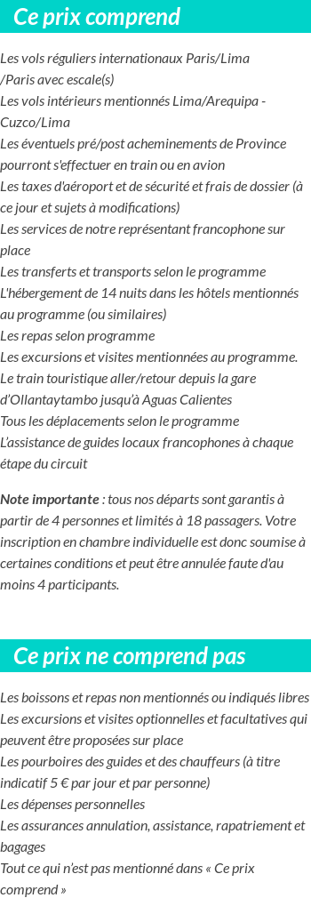 Conditions tarifaires