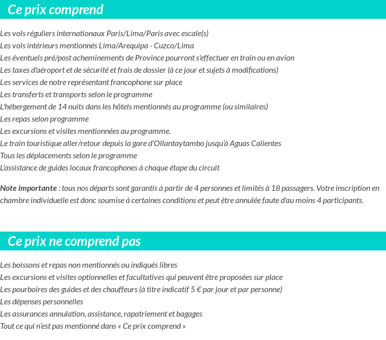 Conditions tarifaires