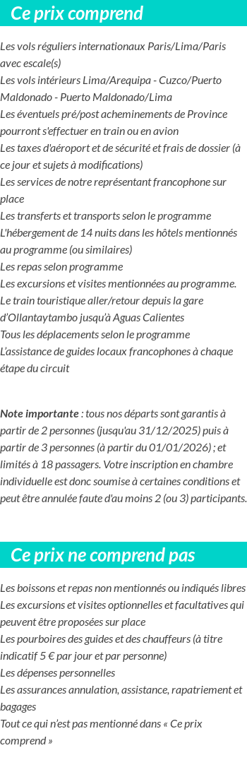 Conditions tarifaires