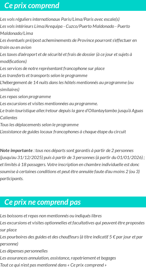 Conditions tarifaires