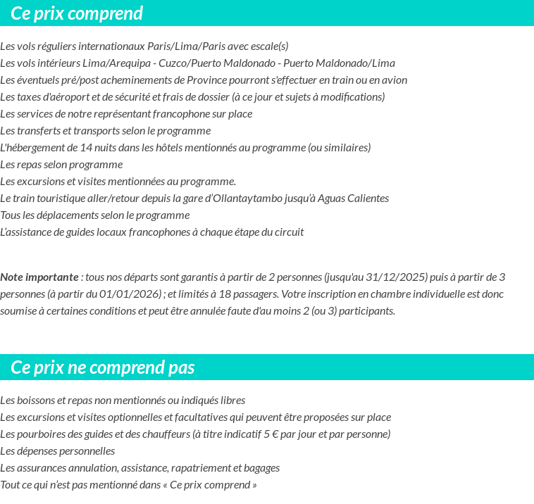 Conditions tarifaires