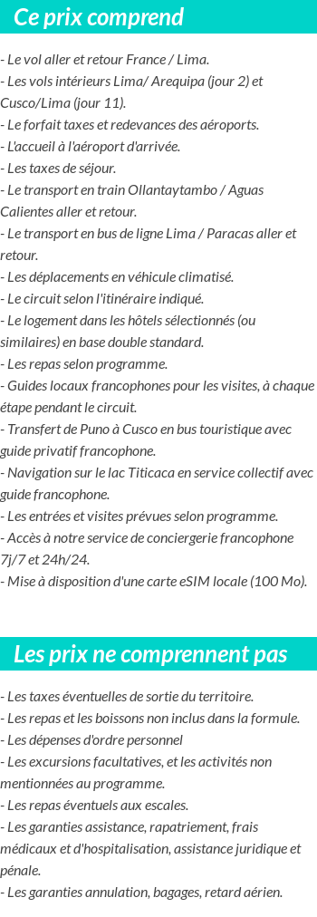 Conditions tarifaires