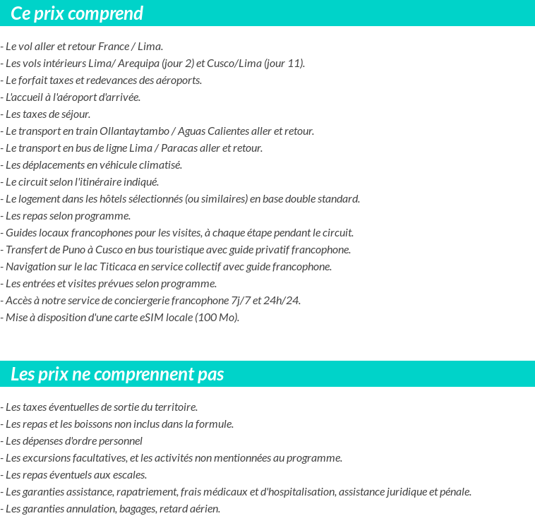 Conditions tarifaires