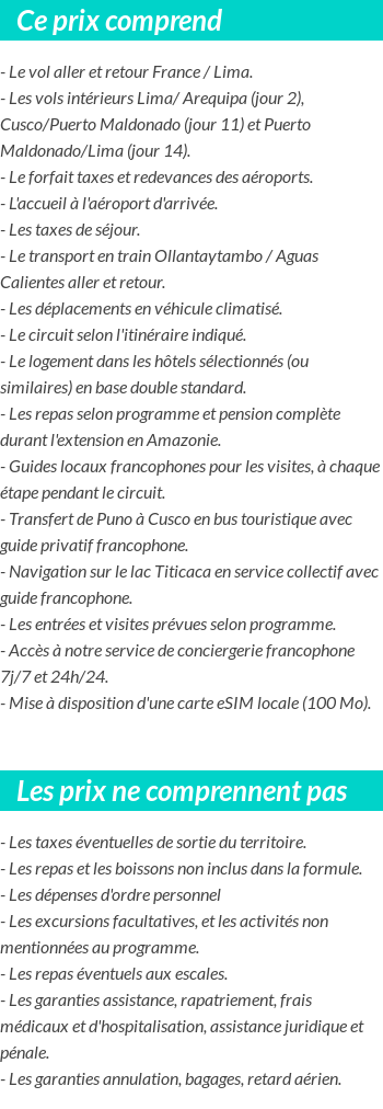 Conditions tarifaires