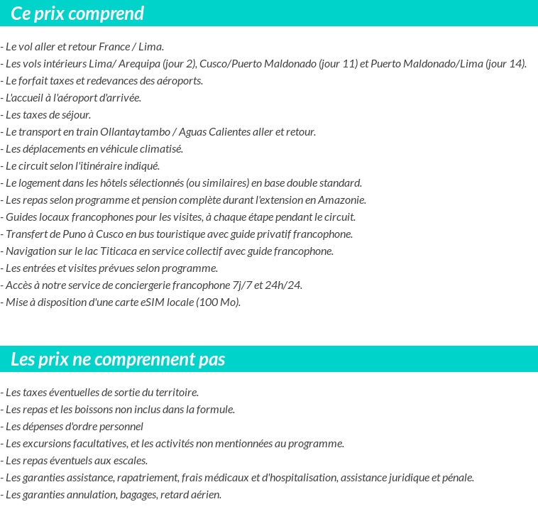 Conditions tarifaires