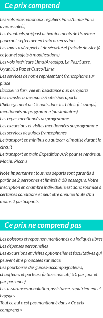 Conditions tarifaires