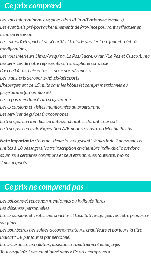 Conditions tarifaires