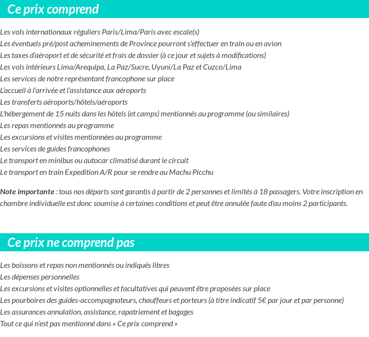 Conditions tarifaires
